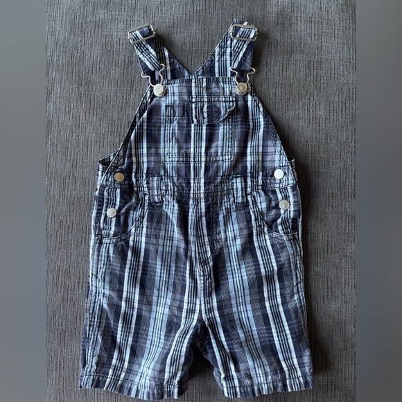 Gymboree Other - Y2K 2003 Gymboree Blue and White Plaid Overalls 12-18 months